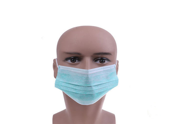 Blaue Wegwerfnicht gesponnene Gesichtsmaske drei Schichten grüne Erwachsen-Masken-